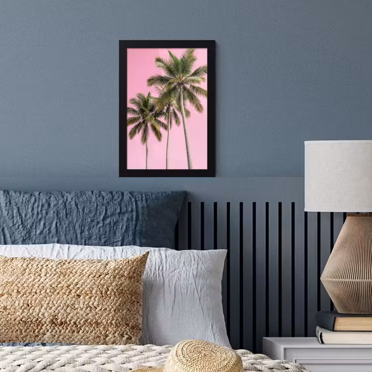 Palmboom - Tropisch - Pink fotolijst zwart zonder passe partout klein -sfeer3