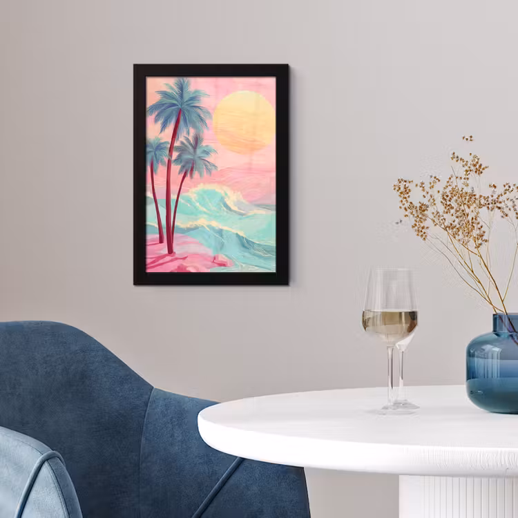 Palmbomen - Golven - Zee fotolijst zwart zonder passe partout klein -sfeer4
