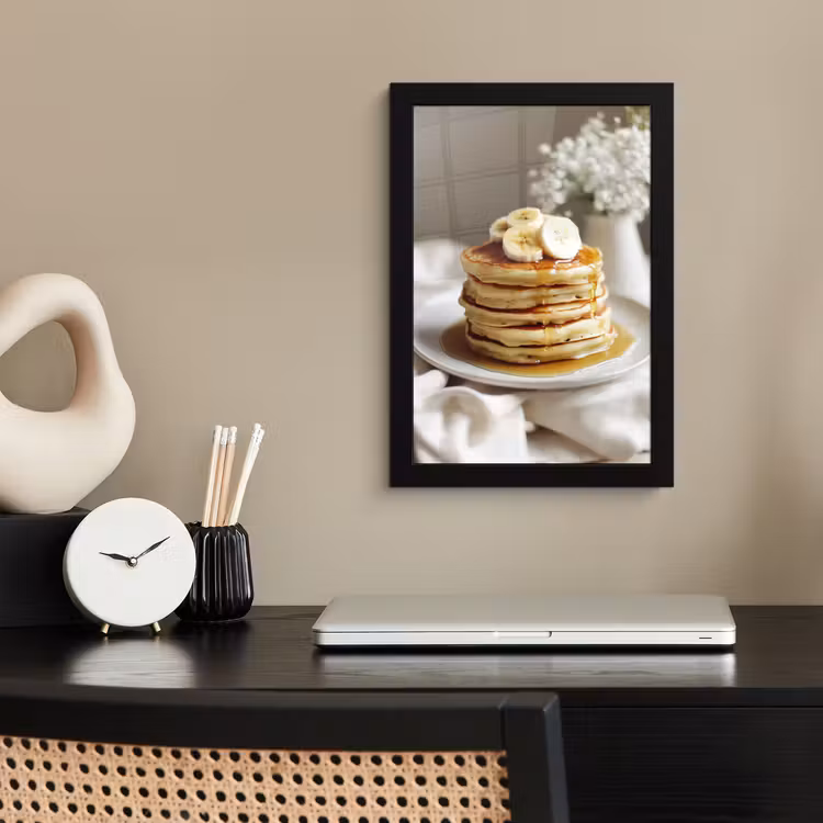 Pannenkoeken - Banaan - Siroop - Wit - Beige fotolijst zwart zonder passe partout klein -sfeer1