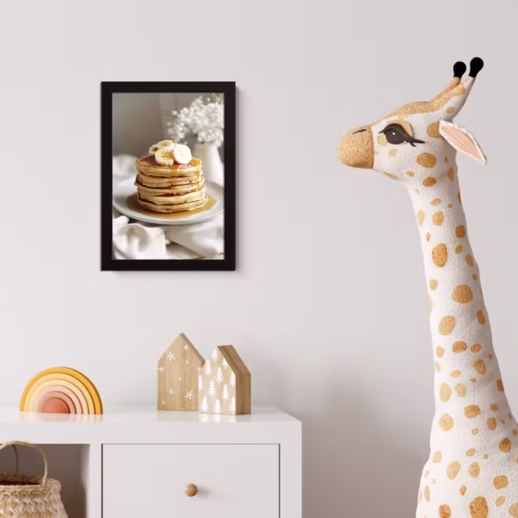Pannenkoeken - Banaan - Siroop - Wit - Beige fotolijst zwart zonder passe partout klein -usfeer4_kinderkamer