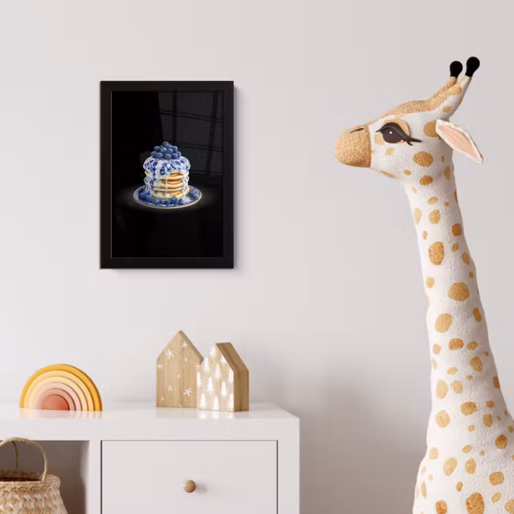 Pannenkoeken - Blauwe Bessen - Bord fotolijst zwart zonder passe partout klein -usfeer4_kinderkamer
