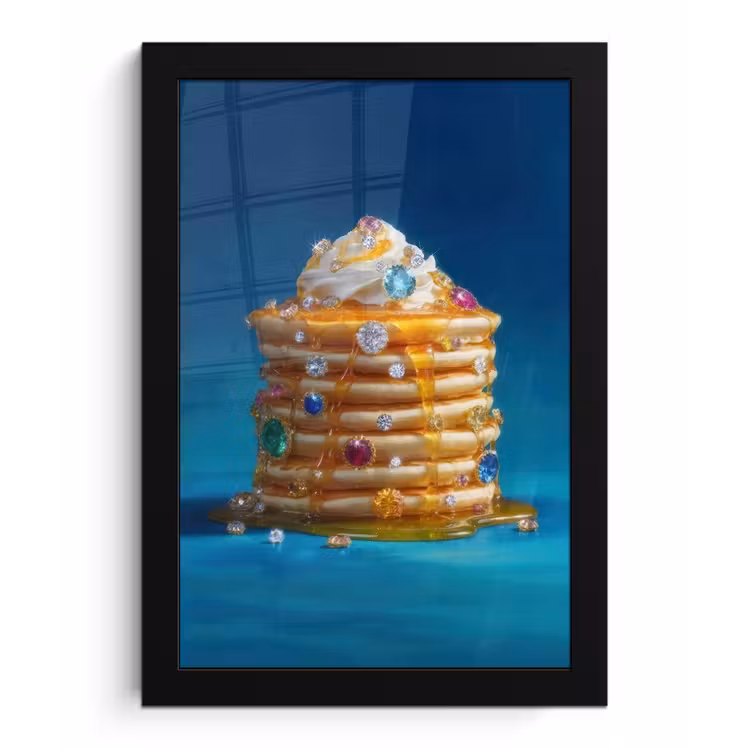 Pannenkoeken - Steentjes - Glitter - Slagroom fotolijst zwart zonder passe partout klein -3d