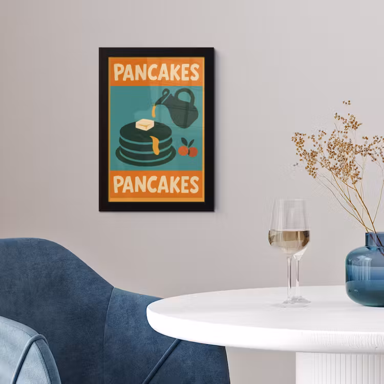 Pannenkoeken - Siroop - Illustratie - Oranje fotolijst zwart zonder passe partout klein -sfeer4