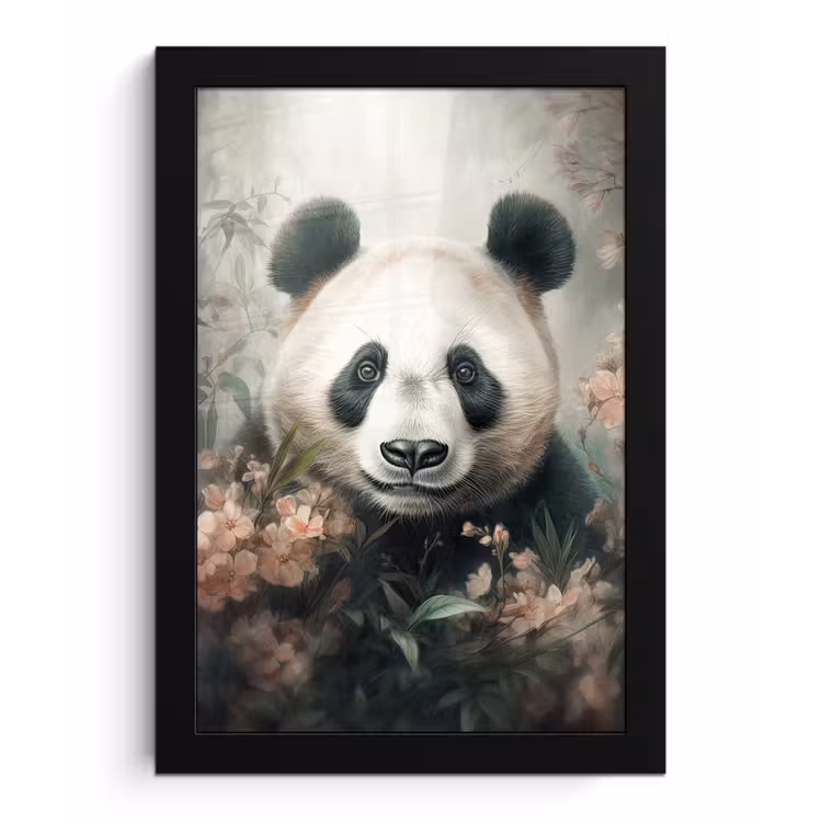 Panda - Dieren - Bloemen - Planten fotolijst zwart zonder passe partout klein -3d