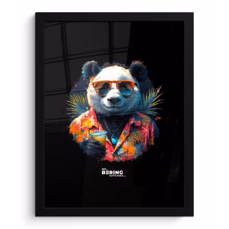 Panda als tropische straatkunst fotolijst zwart zonder passe partout klein -3d