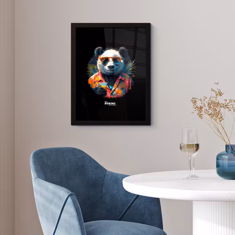 Panda als tropische straatkunst fotolijst zwart zonder passe partout klein -sfeer4