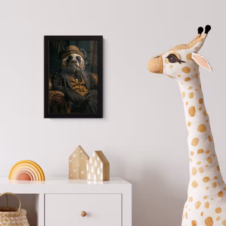 Panda - Hoed - Bril - Pak fotolijst zwart zonder passe partout klein -usfeer4_kinderkamer