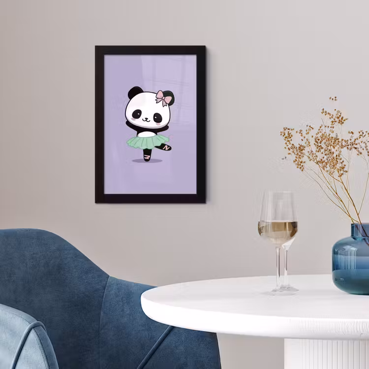 Dansende panda - Paars - Sierlijk - Kawaii fotolijst zwart zonder passe partout klein -sfeer4
