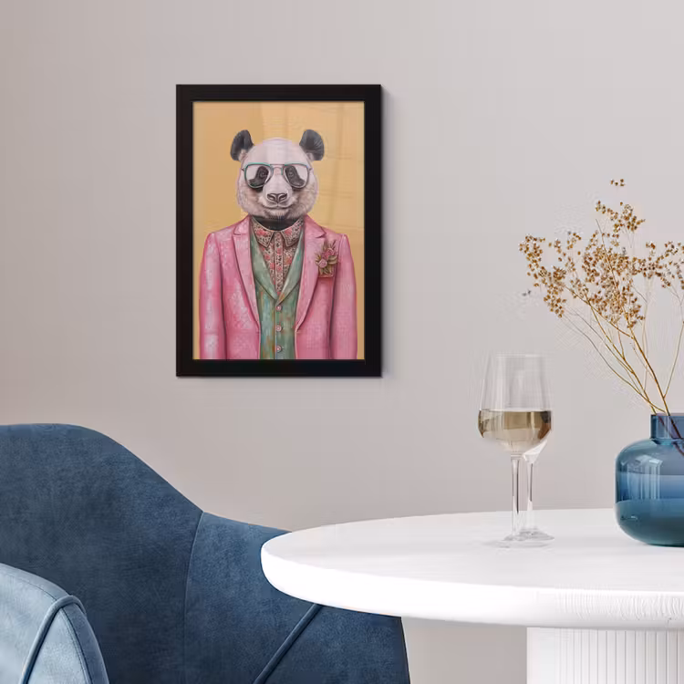 Panda - Pak - Zonnebril - Blauw fotolijst zwart zonder passe partout klein -sfeer4