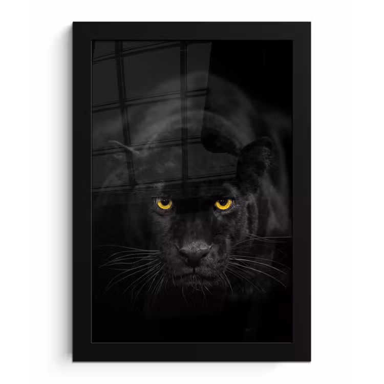 Panter - Dieren - Zwart - Ogen fotolijst zwart zonder passe partout klein -3d