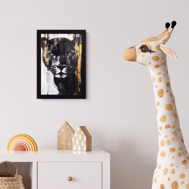 Panter - Zwart - Abstract - Verfstreken fotolijst zwart zonder passe partout klein -usfeer4_kinderkamer