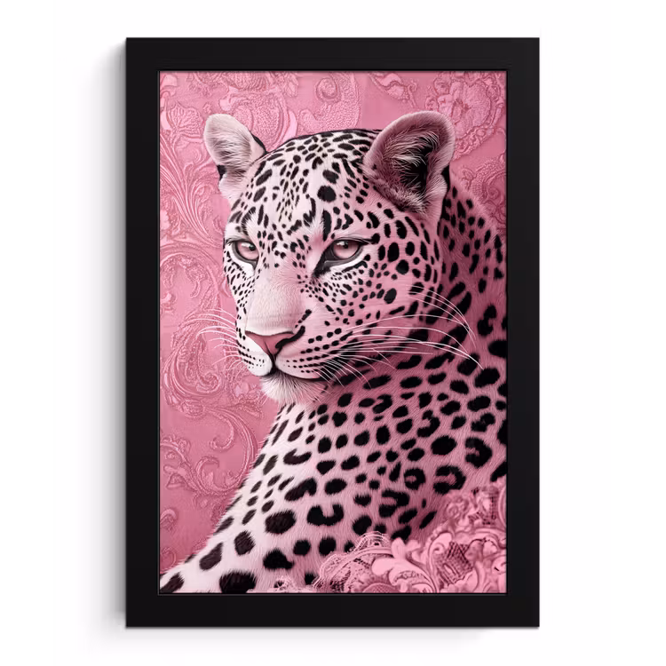 Panter - Luxe - Roze fotolijst zwart zonder passe partout klein -3d