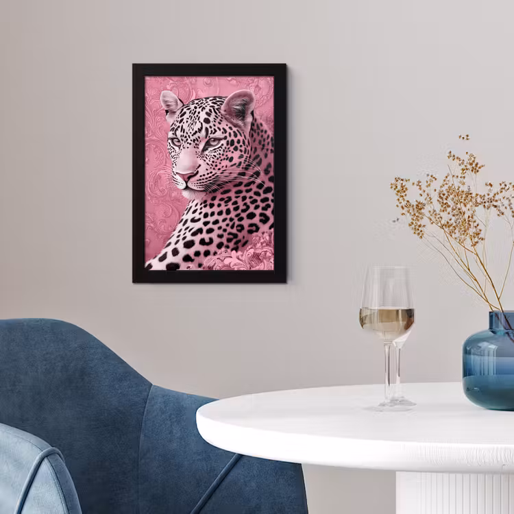 Panter - Luxe - Roze fotolijst zwart zonder passe partout klein -sfeer4