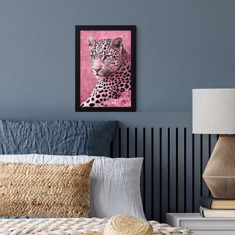 Panter - Luxe - Roze fotolijst zwart zonder passe partout klein -sfeer3