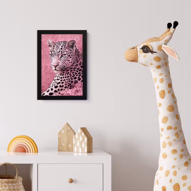 Panter - Luxe - Roze fotolijst zwart zonder passe partout klein -usfeer4_kinderkamer