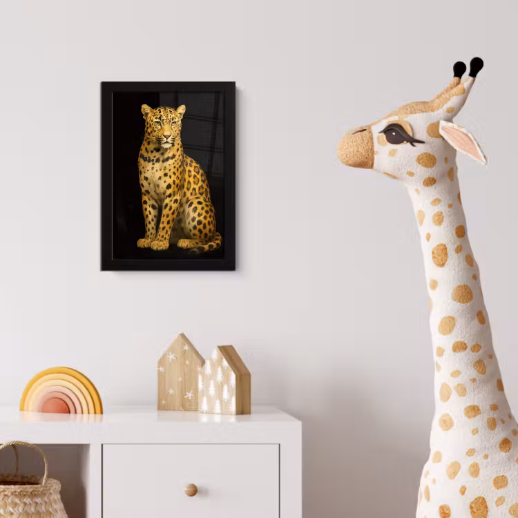 Panter - Realistisch - Bruin fotolijst zwart zonder passe partout klein -usfeer4_kinderkamer