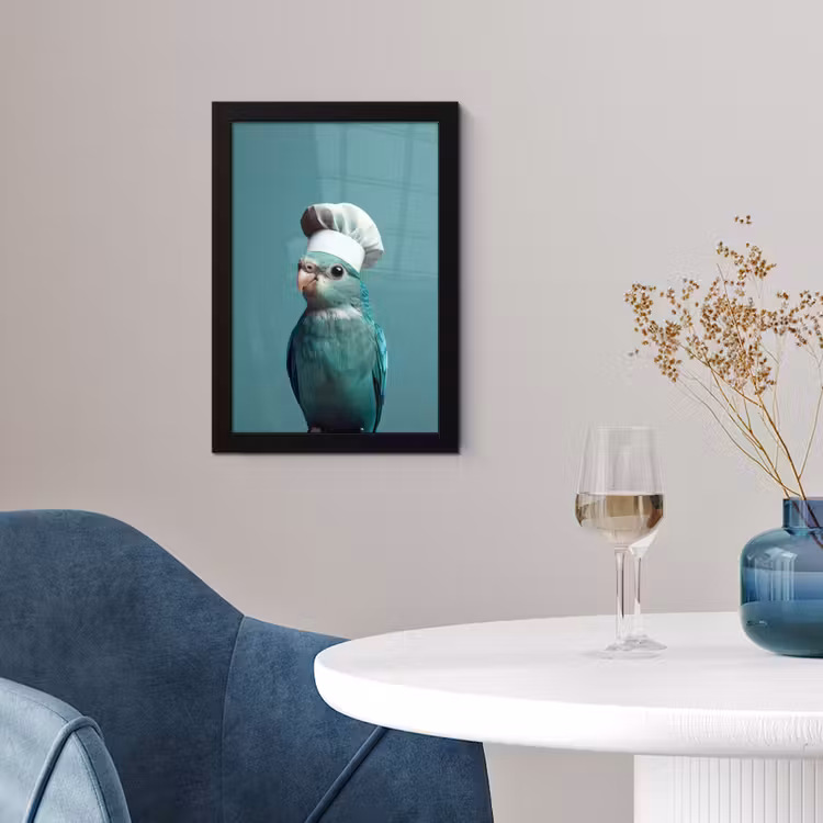 Parkiet - Vogel - Koksmuts - Cute fotolijst zwart zonder passe partout klein -sfeer4