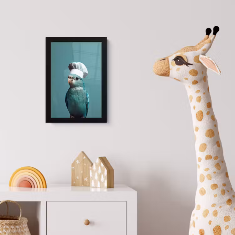 Parkiet - Vogel - Koksmuts - Cute fotolijst zwart zonder passe partout klein -usfeer4_kinderkamer