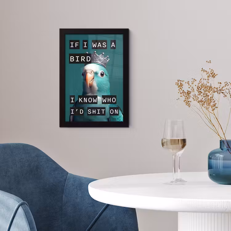 Parkiet - Turquoise - Quotes - Decoratie fotolijst zwart zonder passe partout klein -sfeer4