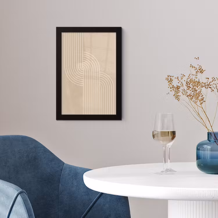 Parallelle lijnen - Lichte textuur - Beige fotolijst zwart zonder passe partout klein -sfeer4