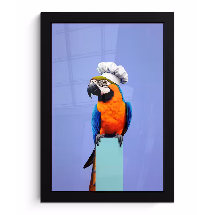 Papegaai - Koksmuts - Vogel - Leuk fotolijst zwart zonder passe partout klein -3d