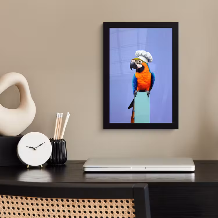 Papegaai - Koksmuts - Vogel - Leuk fotolijst zwart zonder passe partout klein -sfeer1