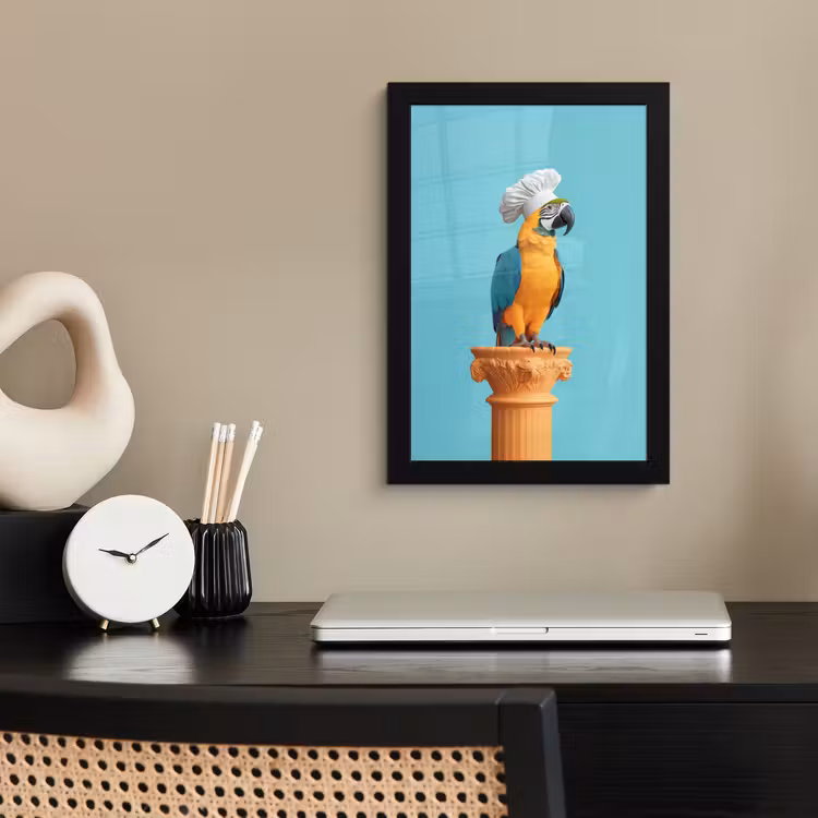Papegaai - Koksmuts - Grappig - Vogel fotolijst zwart zonder passe partout klein -sfeer1