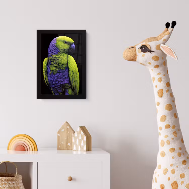 Papegaai - Veren - Opvallend - Groen fotolijst zwart zonder passe partout klein -usfeer4_kinderkamer