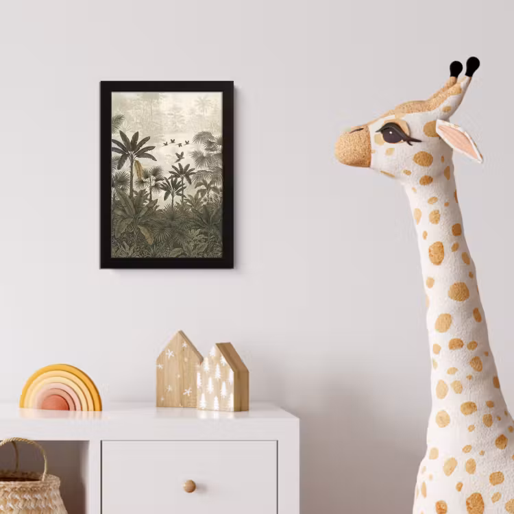 Papagaaien - Jungle - Tropisch - Green fotolijst zwart zonder passe partout klein -usfeer4_kinderkamer