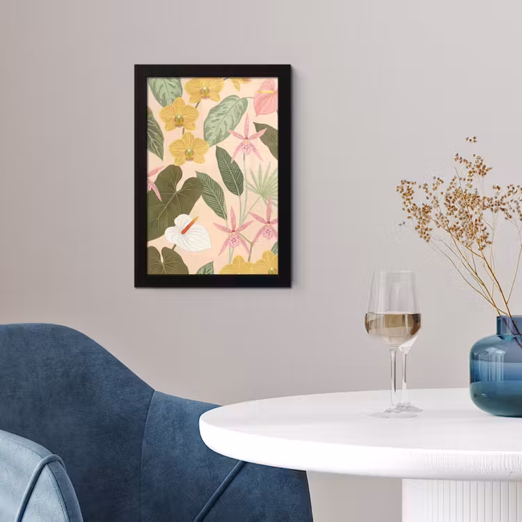 Patroon - Bloemen - Kleurrijk fotolijst zwart zonder passe partout klein -sfeer4