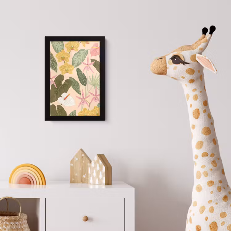 Patroon - Bloemen - Kleurrijk fotolijst zwart zonder passe partout klein -usfeer4_kinderkamer