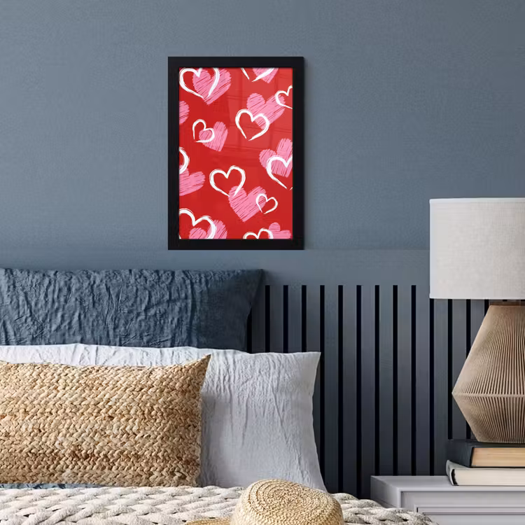 Patroon - Hartjes - Roze - Valentijn fotolijst zwart zonder passe partout klein -sfeer3
