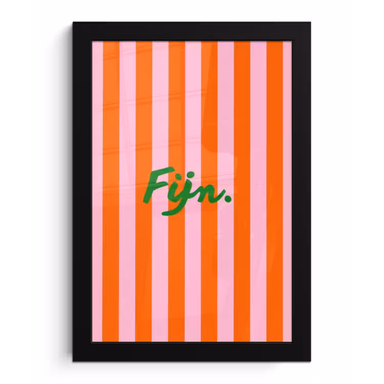 Patroon - Oranje - Fijn - Strepen fotolijst zwart zonder passe partout klein -3d