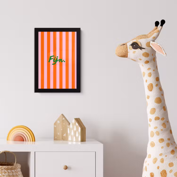Patroon - Oranje - Fijn - Strepen fotolijst zwart zonder passe partout klein -usfeer4_kinderkamer