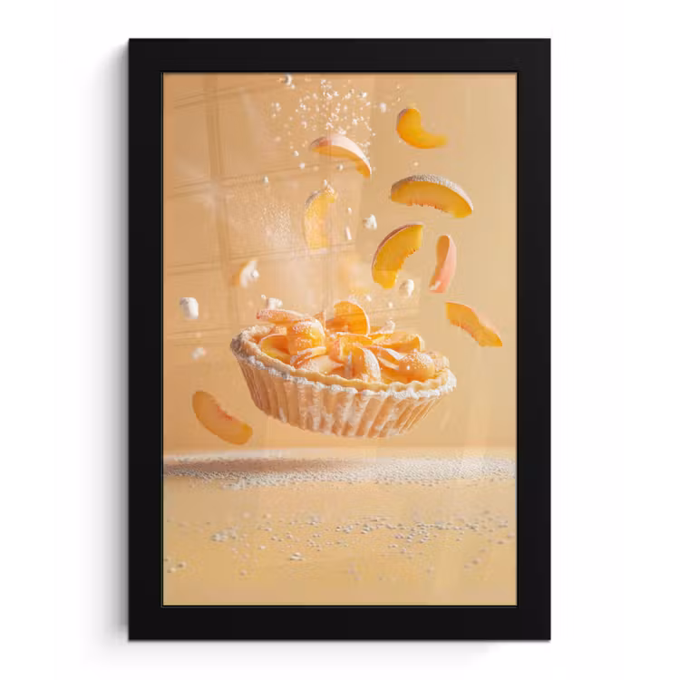 Peach - Eten - Taart - Oranje fotolijst zwart zonder passe partout klein -3d
