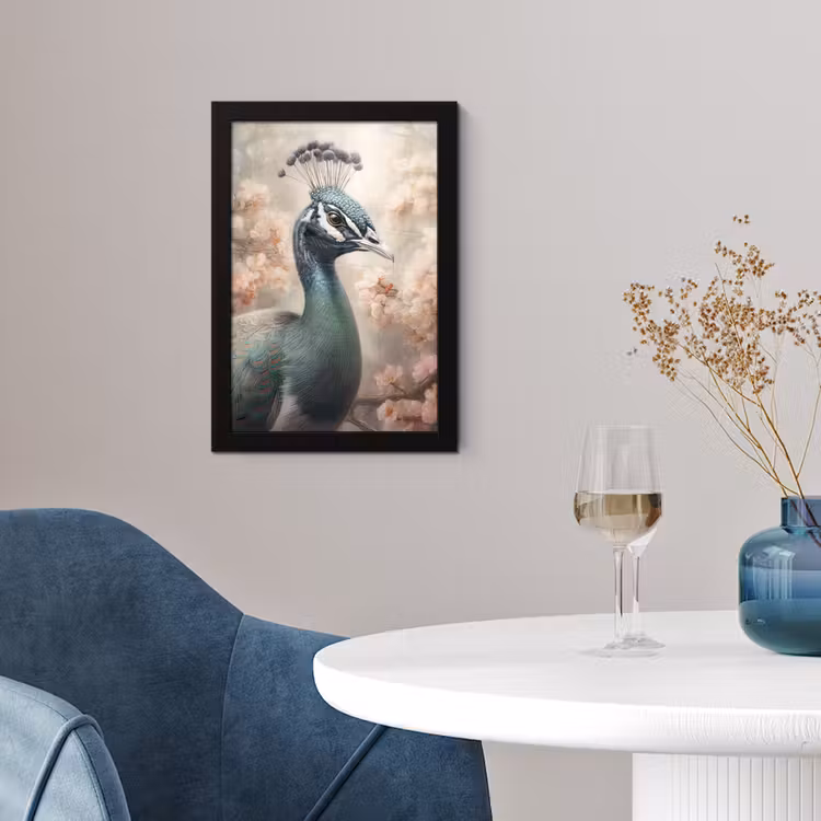Pauw - Vogels - Bloemen - Boom - Botanisch fotolijst zwart zonder passe partout klein -sfeer4
