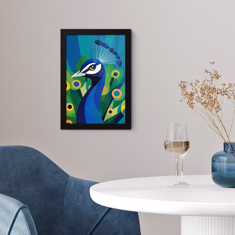 Pauw - Cirkels - Blauw fotolijst zwart zonder passe partout klein -sfeer4
