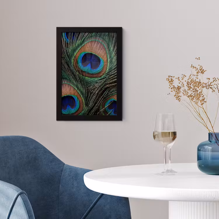Pauwenveren - Klassiek - Groen fotolijst zwart zonder passe partout klein -sfeer4