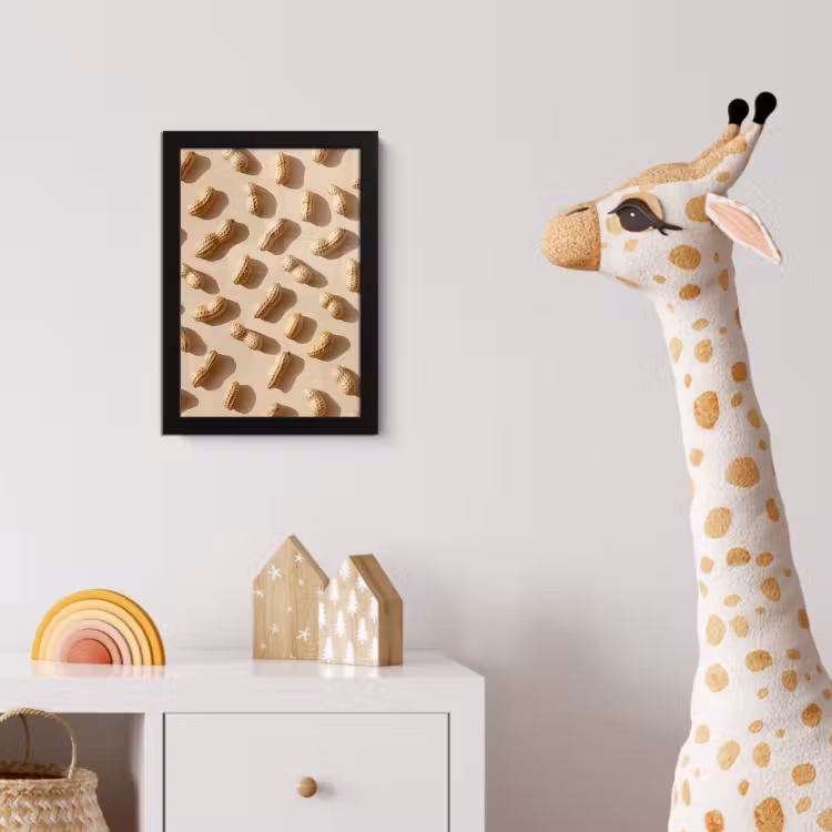 Pinda's - Patroon - Beige fotolijst zwart zonder passe partout klein -usfeer4_kinderkamer