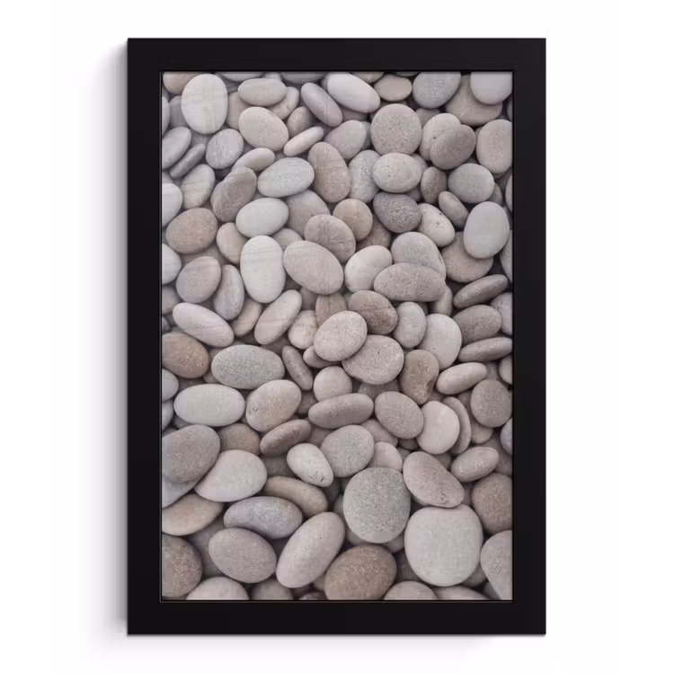 Kiezels - Stenen - Grijs fotolijst zwart zonder passe partout klein -3d