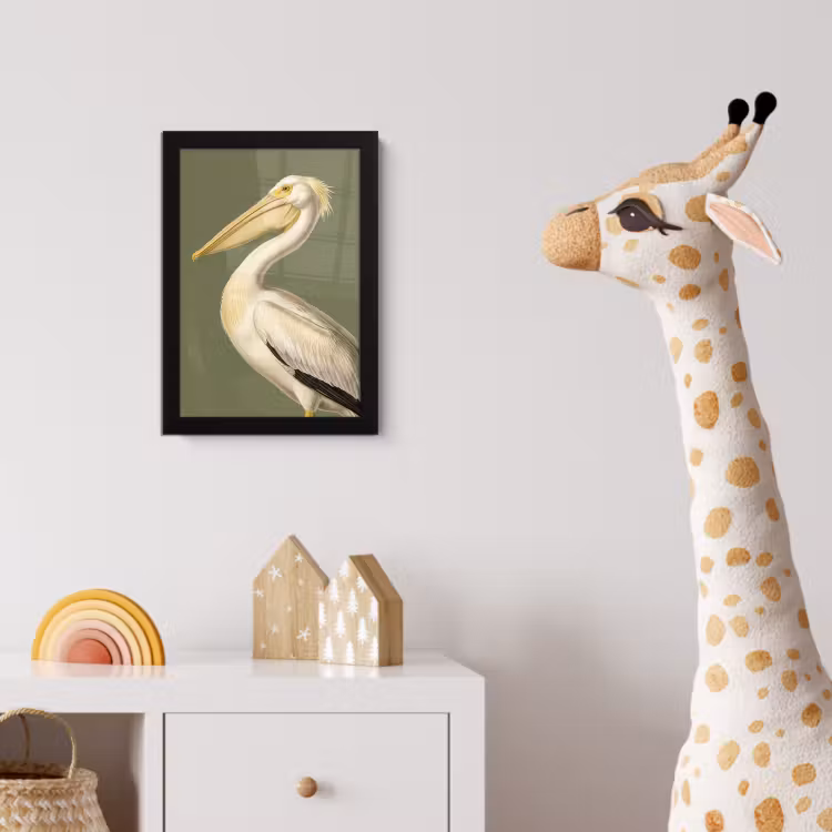 Pelikaan - Wit - Vogel - Klassiek - Natuur fotolijst zwart zonder passe partout klein -usfeer4_kinderkamer