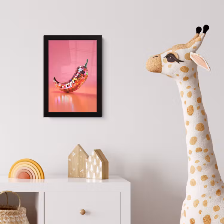 Peper - Disco - Rood - Glitter fotolijst zwart zonder passe partout klein -usfeer4_kinderkamer