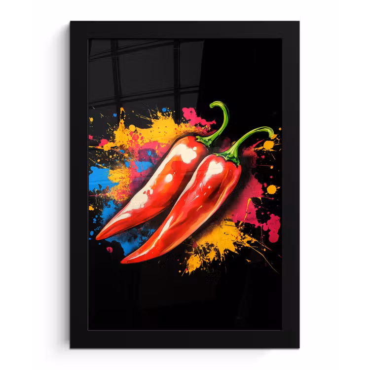 Peper - Graffiti - Verf - Abstract - Modern - Kleurrijk fotolijst zwart zonder passe partout klein -3d