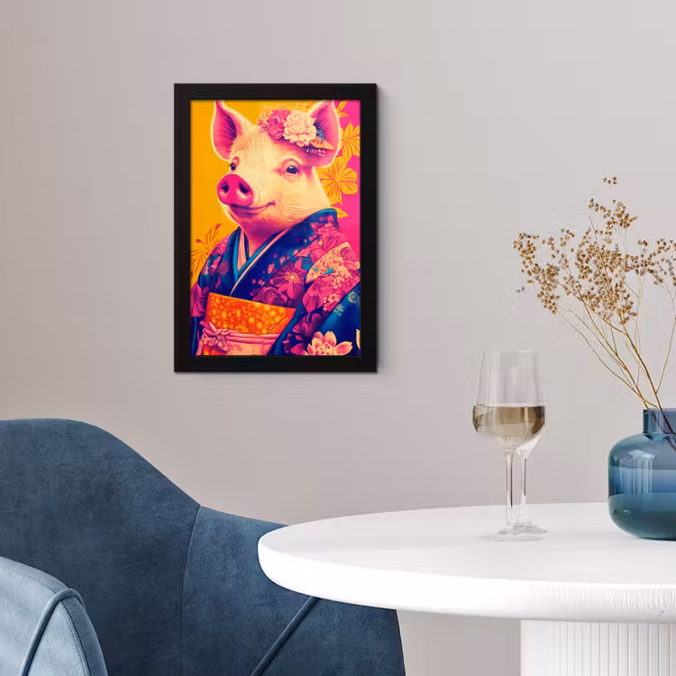 Varken - Bloemkroon - Kimono - Abstract fotolijst zwart zonder passe partout klein -sfeer4
