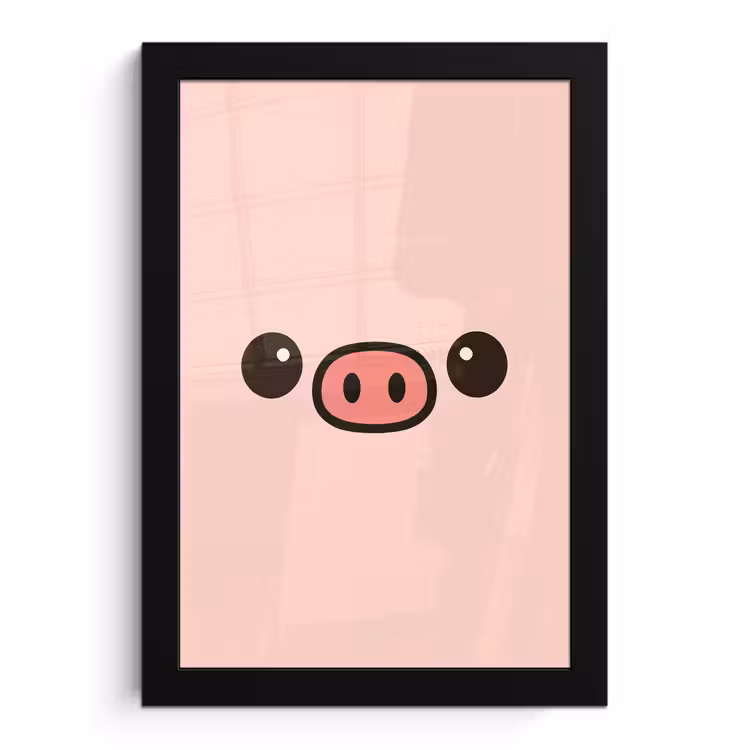 Varken - Roze - Minimalistisch fotolijst zwart zonder passe partout klein -3d