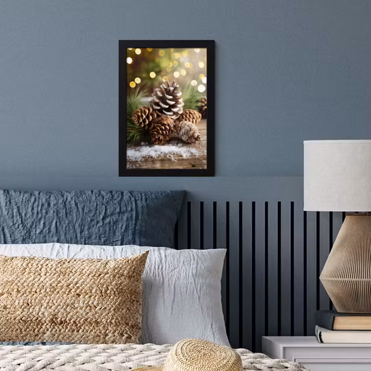Dennenappels - Kerstsfeer - Bruin - Groen fotolijst zwart zonder passe partout klein -sfeer3