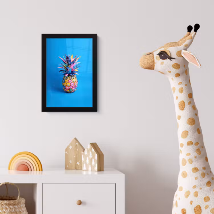 Ananas - Blauw - Tropisch - Vrolijk fotolijst zwart zonder passe partout klein -usfeer4_kinderkamer