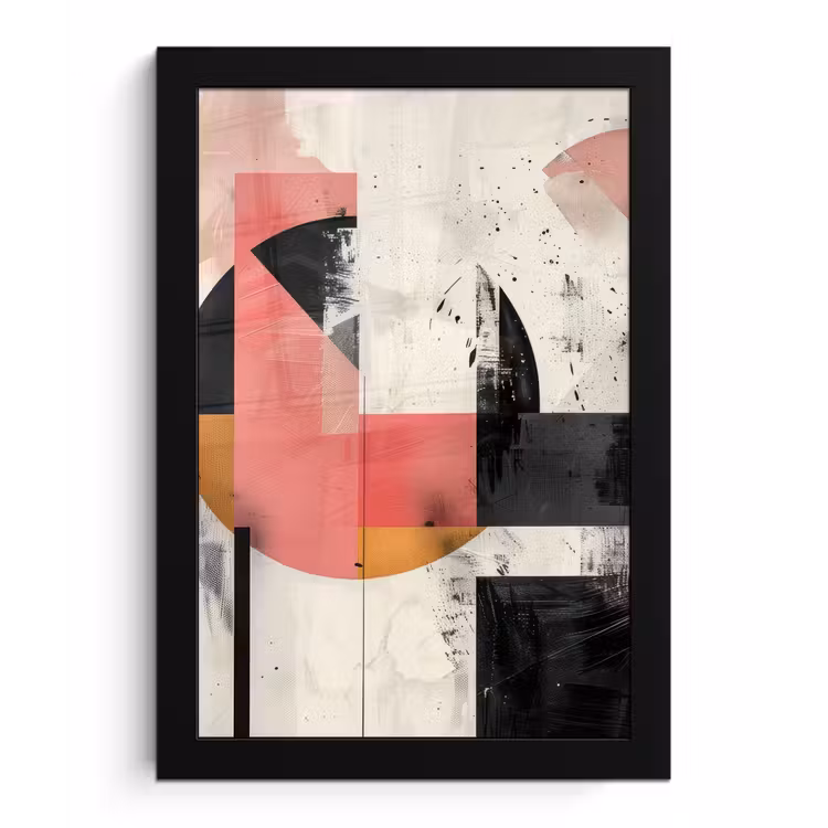 Roze - Abstract - Aesthetic - Modern - Vormen fotolijst zwart zonder passe partout klein -3d