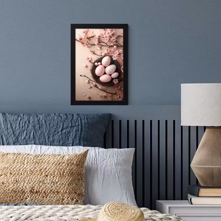 Roze - Bloesems - Eieren fotolijst zwart zonder passe partout klein -sfeer3