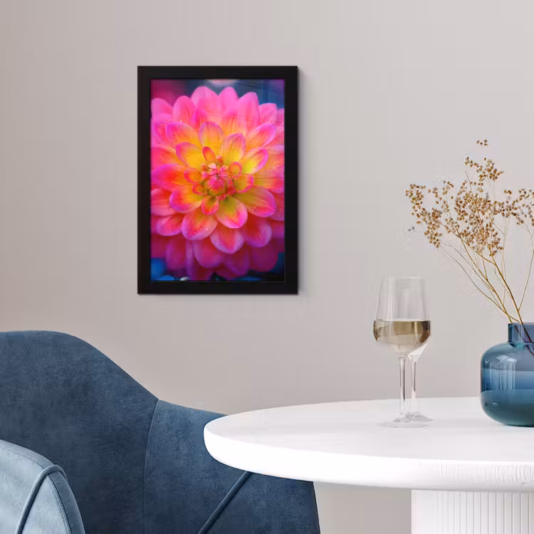 Roze - Dahlia - Kleurrijk fotolijst zwart zonder passe partout klein -sfeer4